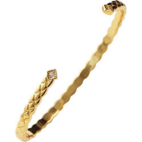 Europe and the United States cold wind bracelet trend grain zirconium diamond opening simple brass bangle women