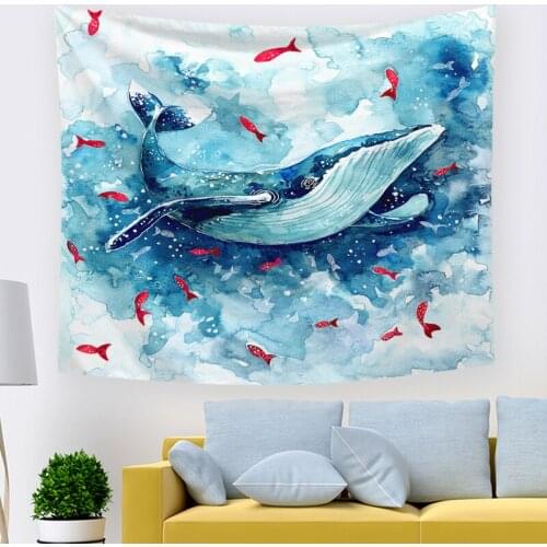 Quality Animal Tapestry Wall Decoration Farmhouse Tent Party Holiday Wall Hanging Supplies Seahorse whale Bedspread Beach Mat
