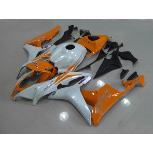 Quality Motorcycle Fairing kit for CBR600RR F5 07 08 CBR 600RR CBR 600 RR 2007 2008 ABS Orange white Fairings set D