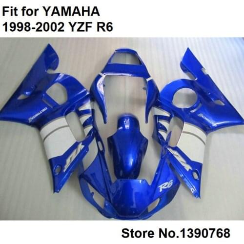 Compression molding bodyworks fairings for Yamaha blue white YZF R6 98 99 00 01 02 fairing kit YZFR6 1998-2002 LV54