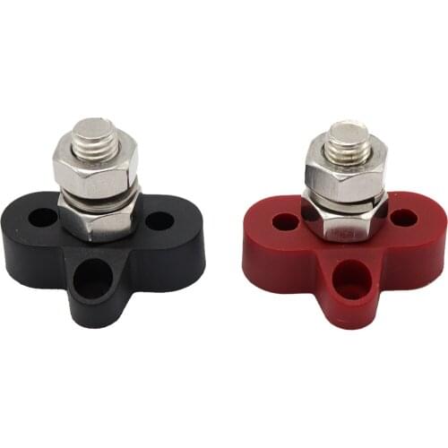 Red & Black Junction Block Power Post Set Insulated Terminal Stud - M10 3/8 inch