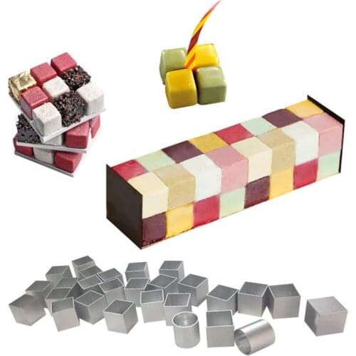 Creative Rubiks Cube Shape Cake Mold 3D Metal Rotating Mousse Utensil Molds Baking Mould Fondant Decorating Baking Pastry Tools