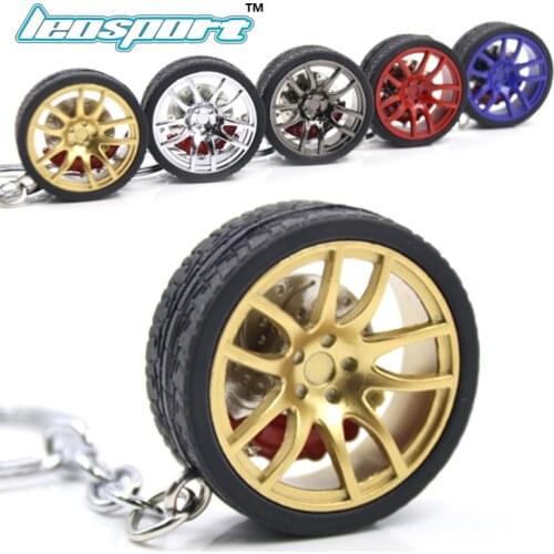 LEOSPORT-RIM wheel keychain Car wheel Nos Turbo keychain key ring metal with Brake discs 002