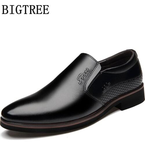 Loafers Mens Formal Shoes Genuine Leather Office Shoes Men Classic Coiffeur Brown Shoes Men Wedding Sepatu Slip On Pria Ayakkabi