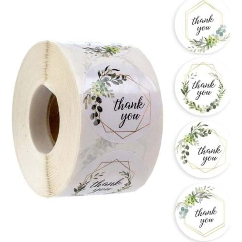 M17D 500pcs/roll 4 Styles Vegetation Thank You Stickers for Christmas Scrapbooking