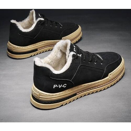 Winter Mens Boots Thick Plush Warm Men Snow Boots Men Ankle Boots Leather Outdoor Man Motorcycle Boots YXYT