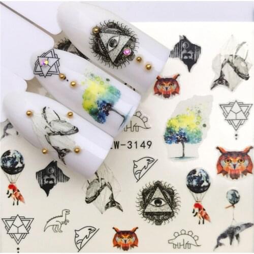 Animal Fish Wolf Nail stickers art decorations slider adhesive Water Transfer decals manicure lacquer accessoires polish foil
