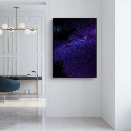 Night Scenery Starry Sky Canvas Art Poster Purple Starry Sky Frameless Artist Home Decorative Painting Art Wall for Living Room
