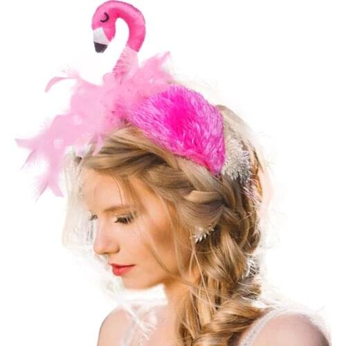 2020 New Funny Womens Adults Girls Flamingo Headband Hair Hoop for Birthday Party Cosplay Headwear