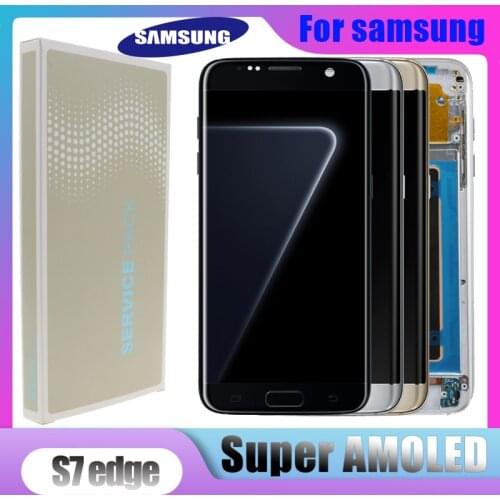 ORIGINAL 5.5'' AMOLED Display with Burn Shadow image for SAMSUNG Galaxy S7 edge G935 G935F LCD with Frame Touch Screen Digitizer