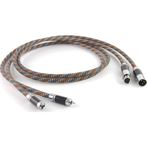 Pair ST-48B Silver-Platedr cable,OFC XLR to RCA Audio hifi Interconnect Cable wire with carbon fiber plug