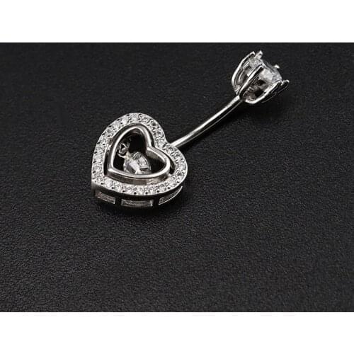 Heart Shaped 925 Sterling Silver Belly Button Piercing Love Gift For Women Mamen Fashion Jewelry Banannabar 1.5 MM Thick