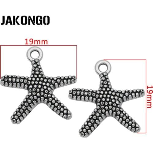 Antique Silver Plated Starfish Charms Pendants for Jewelry Making Bracelet Necklace Findings DIY Handmade 19*19mm 10pcs/lot