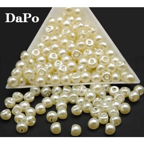 6MM 200Pcs Beige Imitation Pearls Buttons Side Hole Plastic Clothing Collar Beads Material Decorative Accessories Free Shipping