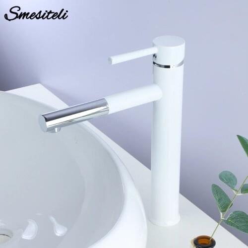 Smesiteli Brass Balck Deck Mounted Single Hole Single Handle Hot Cold Bathroom Mixer Sink Tap Basin Faucet Vanity Water Tapware