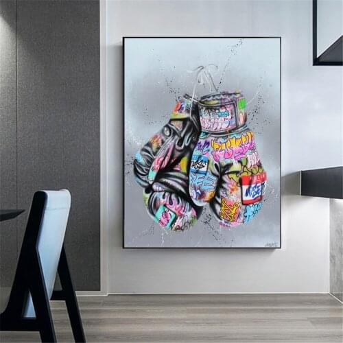 Modern Artwork Boxing Gloves Canvas Posters and Prints on The Wall Graffiti Pop Street Art Pictures for Home Wall Decoration