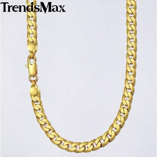 Trendsmax Mens Necklace Gold Cuban Link Chain Necklace For Men Women Wholesale Dropshipping Male Jewelry Gifts 5mm KGNM48