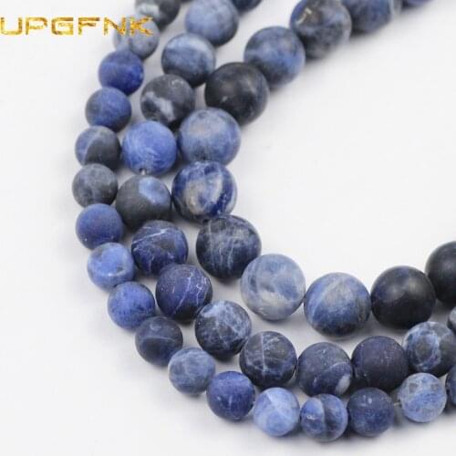 UPGFNK Natural Matte Blue Sodalite Stone beads Round Loose beads for Jewelry making DIY bracelet accessories 4/6/8/10/12MM
