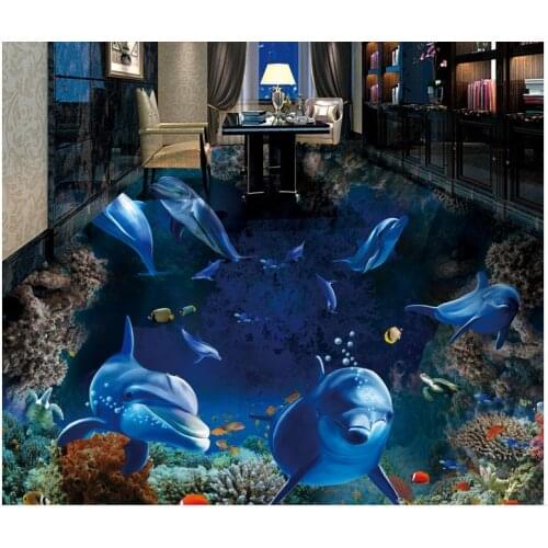 Custom 3D flooring vinyl wallpaper for bathroom Living room bedroom pool self adhesive wallpaper 3d waterproof floor