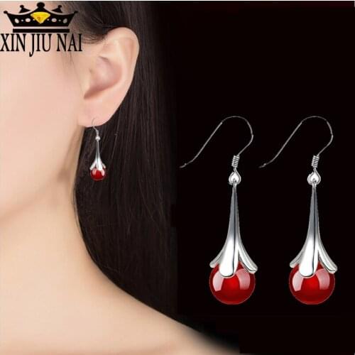 High quality red retro black tassel earrings exaggerated long paragraph jewelry inlaid ruby black agate statement earrings