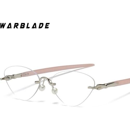 2018 Hot Sale Eyeglasses Rimless Cat Eye Clear Lens Glass Transparent Eye Glasses Frames For Women Optical Spectacles Eyewear