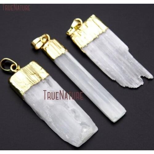 10pcs 10Pcs White Plaster Pendant with 24k Gold Electroplated Cap and Bail PM19368