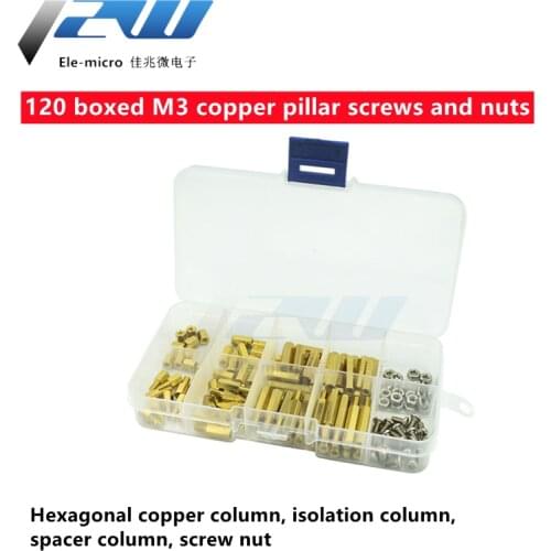 120 boxes of M3 stainless steel screws and nuts brass hexagonal copper column spacer column spacer combination