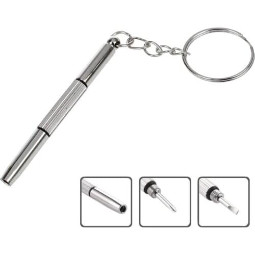 2pcs/lot 3 in 1 Eyeglass Screwdriver Sunglass Glasses Watch Repair Tool Kit Portable Screwdriver Tool with Keychain