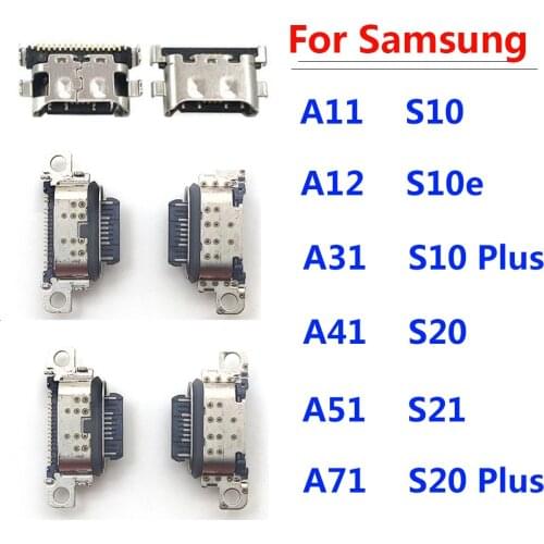 2Pcs For Samsung Galaxy S10 S20 Note 10 Plus S10e Type-C USB Charger Jack Connector Socket Charging Port Tail Plug Replacement