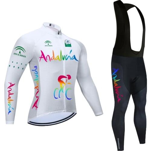 2021 Mens Andalucia Cycling Jersey Long Sleeve Set Bicycle Jersey Set Fluo Ropa Roupa De Ciclismo Autumn MTB Bike Clothing