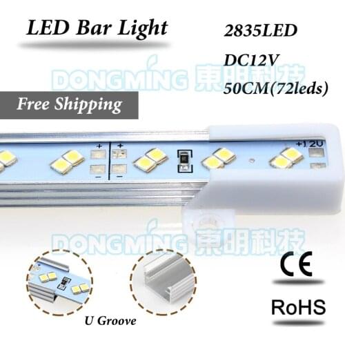 5pcs led rigid strip 2835 double row 50m 36led 12V white/warm white no waterproof led bar light with U/V groove
