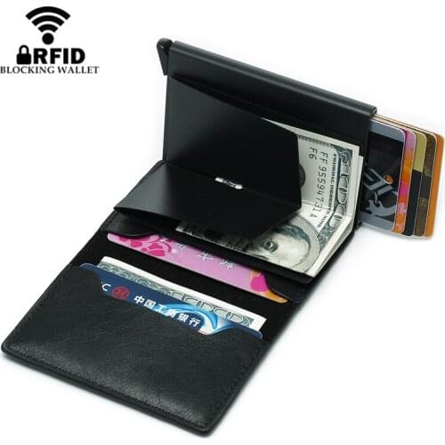BISI GORO 2020 Slim RFID Wallet Business Card Holder Hasp Aluminum Credit Card Wallet Metal Mini Smart Men Purse Drop-shipping