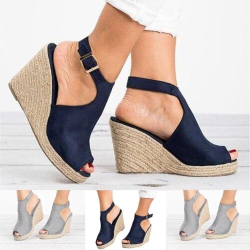Women Summer Sandals Shoes Ladies Fashion Solid Wedges Non-slip Casual Buckle Strap Roman Shoes Female босоножки женские 2021