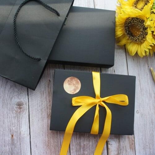 20*14*5cm 10pcs Black Moon Paper Box As Macaron Chocolate Mooncake Cookie Wedding Birthday Party Gifts Packaging