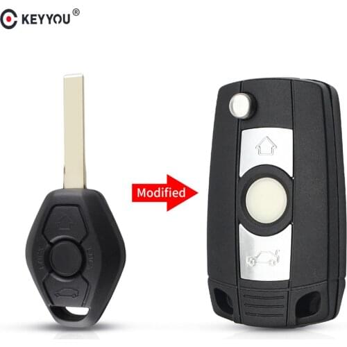 KEYYOU 3 Buttons Modified Flip Remote Key Shell Case For BMW 1 3 5 6 7 Series E53 E81 E63 E64 E38 E83 E36 X3 X5 Z3 Z4 HU92 Blade