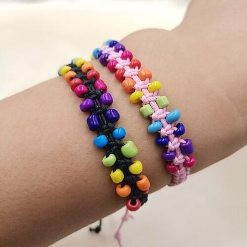 Colorful Bead Bracelet Bohemian Style Adjustable String Bracelet Handmade Weave Bead Braided Bracelet Women Jewellery