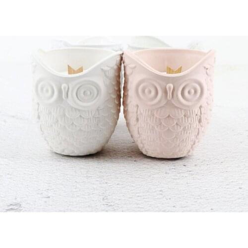 Owl Concrete Candle Vessel Mold Animal Cement Candlestick Candle Cup Silicone Mould Molds for Concrete Planter