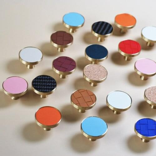 Shell Brass Leather Furniture Drawer Cabinet Knob Kitchen Cupboard Wardrobe Door Pull Luxury Nordic Instagram Dresser Handle