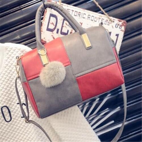 Hot Sale Boston Patchwork PU Leather Women Bag Design Shoulder Crossbody Messenger Bags Fashion Handbag Short Handle 969215