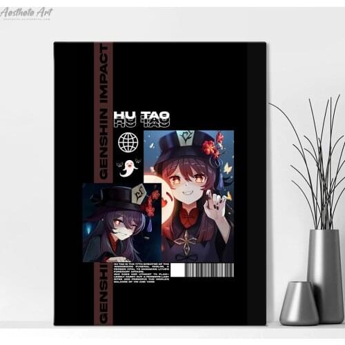 Hu Tao Genshin Impact Canvas Painting Wall Art Poster Print Picture Living Room Decoration Home Decor