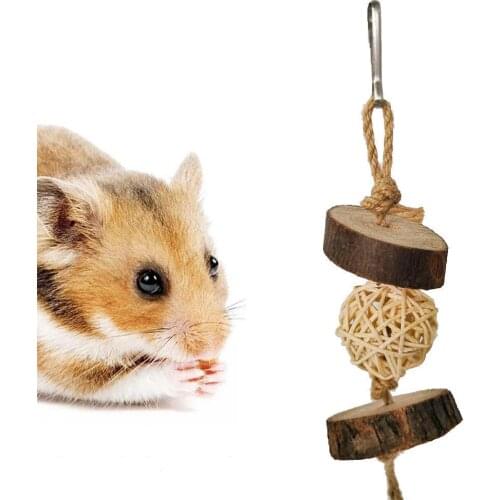 Pet Hamster Parrot Bird Toy Rattan Ball Molar Biting Wood Strings Bite-resistant Cage Log Color Parrot Entertainment Decor