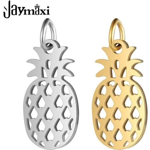 Jaymaxi Pineapple Charms Full Polished Stainless Steel Diy Accessories Hollowed Pineapple Pendant New Arrival 20Pieces/lot