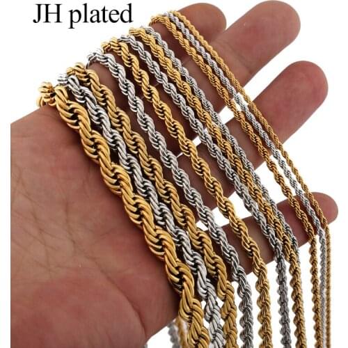 JHplated African fashion Men Silver Gold color Necklaces length 45 50 60cm Women give boy friends Jewelry Birthday Necklace Gift