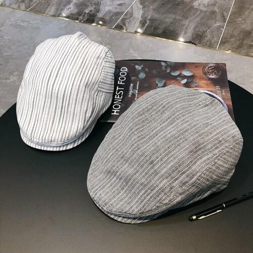 Fashion wild striped cap mens British retro beret casual wild visor tide Korean version