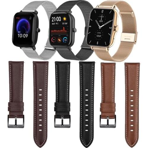 Bracelet Band For Xiaomi Huami Amazfit Bip U Pro S Lite GTS 2 Mini GTS2 2e Haylou Solar LS02 Watchband Leather/Milanese Strap