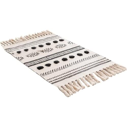 Hot YO-Retro Boho Hand Woven Carpet Tassel Aztec Rug Geometric Floor Mat Bedroom Tapestry Decorative Farmhouse Rug