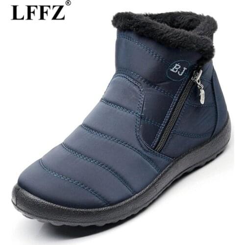 Lzzf 2018 Autumn Winter Fashion Ankle Boots for Women Snow Boots Black Fur Flat Short Ladies Boots Woman Shoes Plus Size
