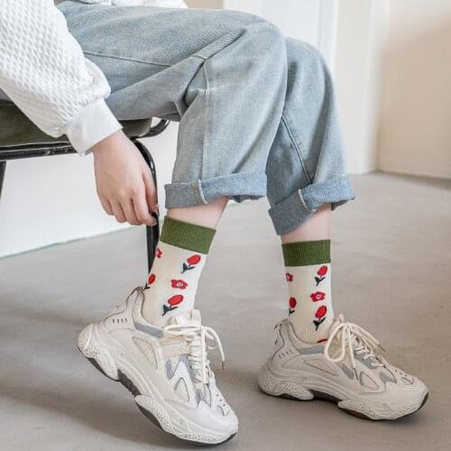 Rabbit print cute socks kawaii women cotton meias cartoon cool street style slouch calcetines harajuku designer sokken skarpetki
