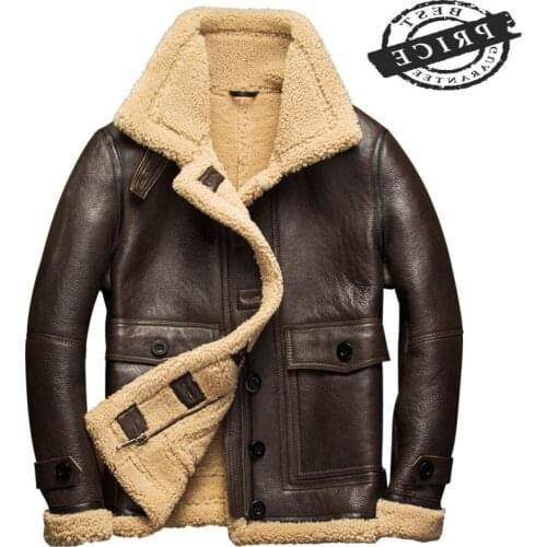 Coat Real Fur Winter Men Clothes 2021 100% Genuine Leather Jacket Sheep Shearling Bomber Jacket Sheepskin Coat Hiver a10a