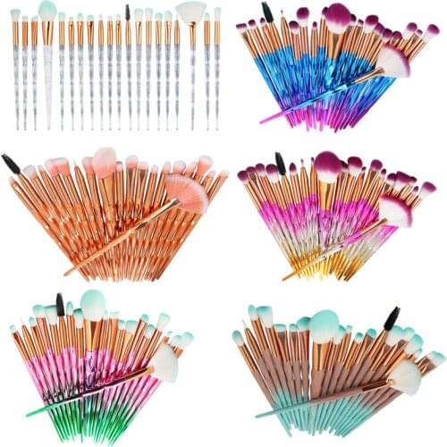 20Pcs Diamond Transparent Makeup Brush Set Powder Foundation Blush Blending Eye shadow Lip Cosmetic Beauty Pincel Maquiagem